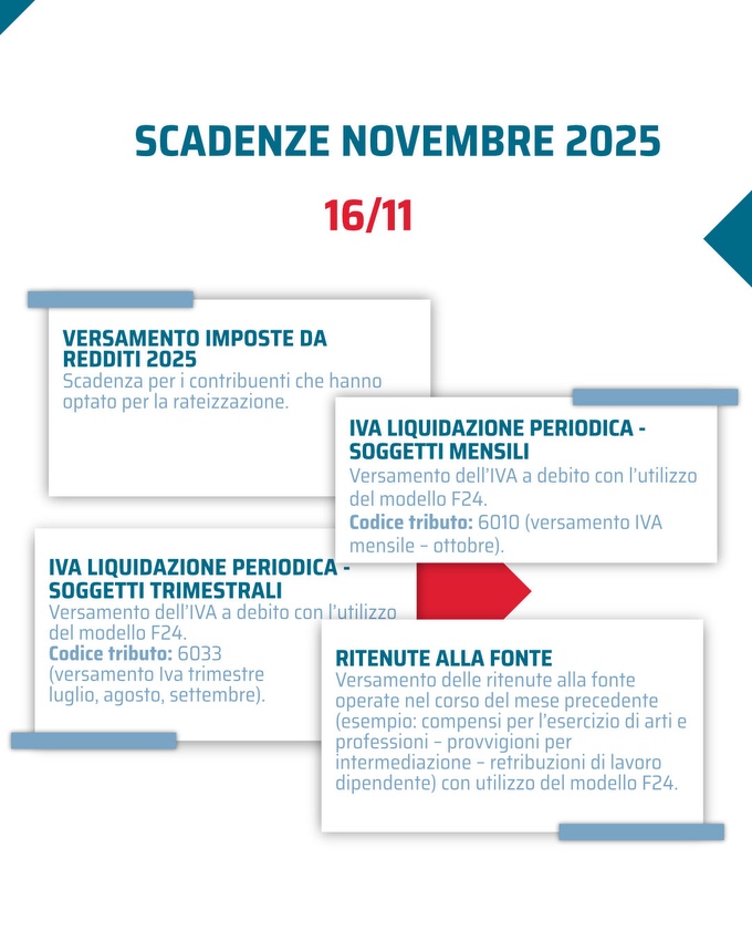 Scadenze mese NOVEMBRE